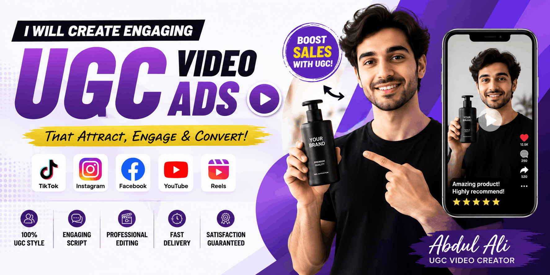 I will create realistic UGC video ads for your brand, product or business