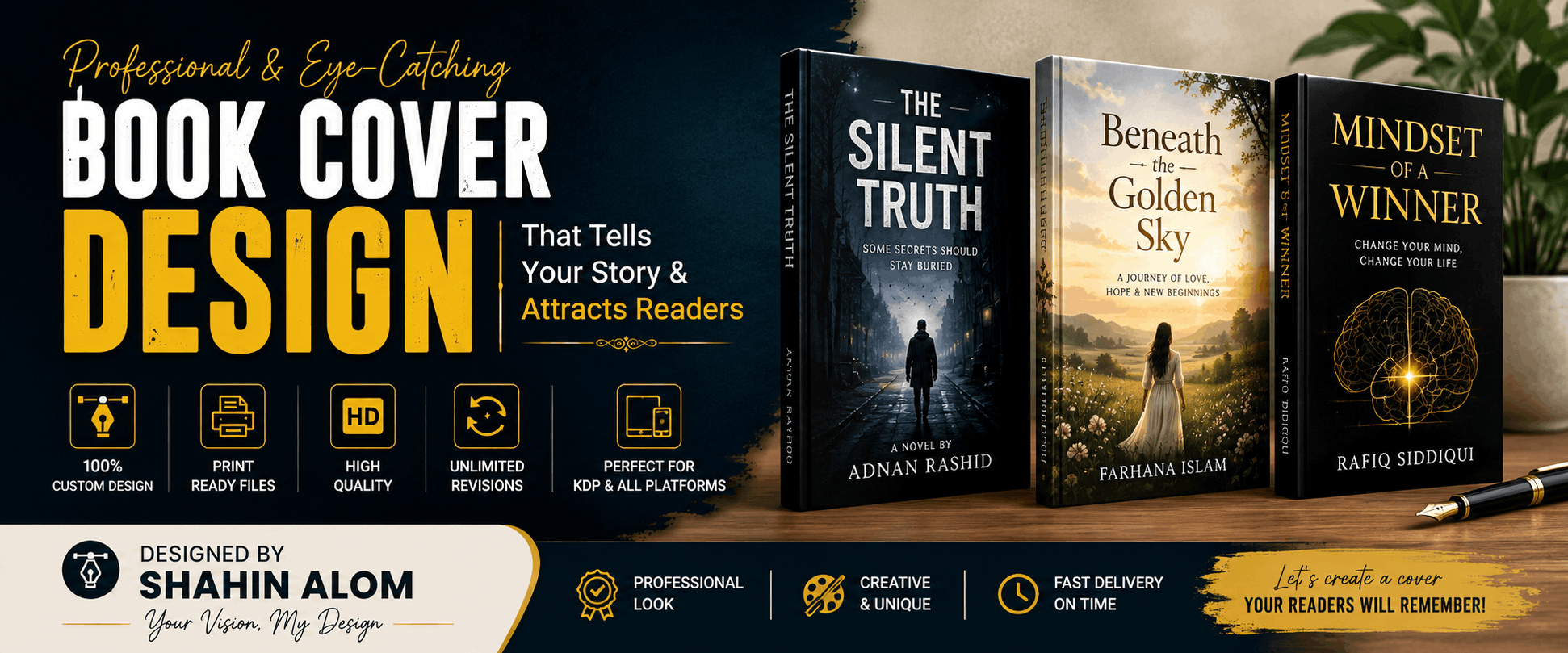 I will design a professional and eye-catching book (e-book) cover for your book