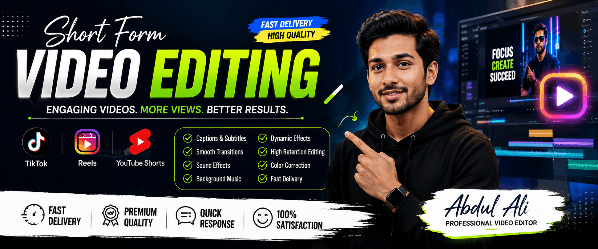 I will edit engaging short form videos for TikTok, Reels, YouTube Shorts